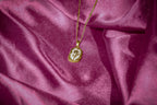 Golden Rose White Enamel Pendant Necklace