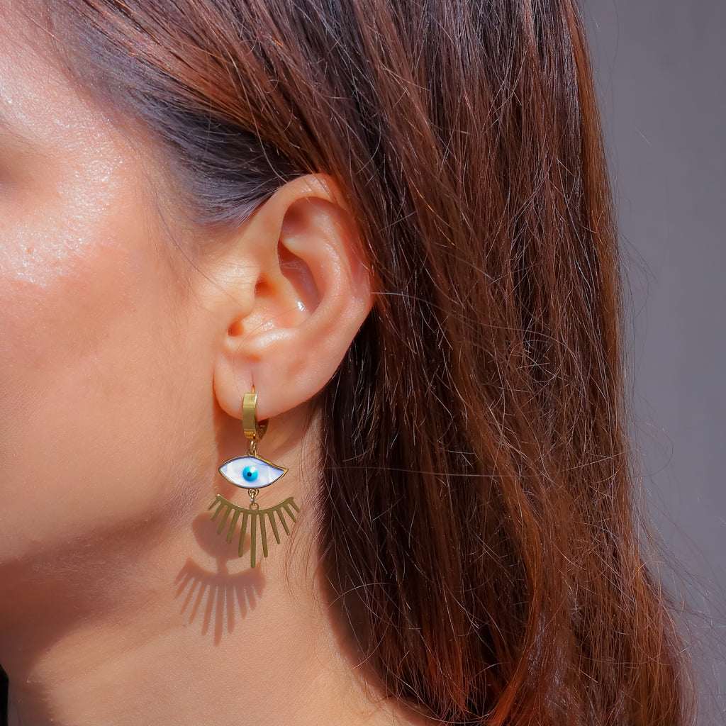Golden Evil Eyes Shimmer Earring