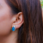 Teardrop Blue Topaz Enamel Earring