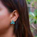 Teal Floral Bloom Earring