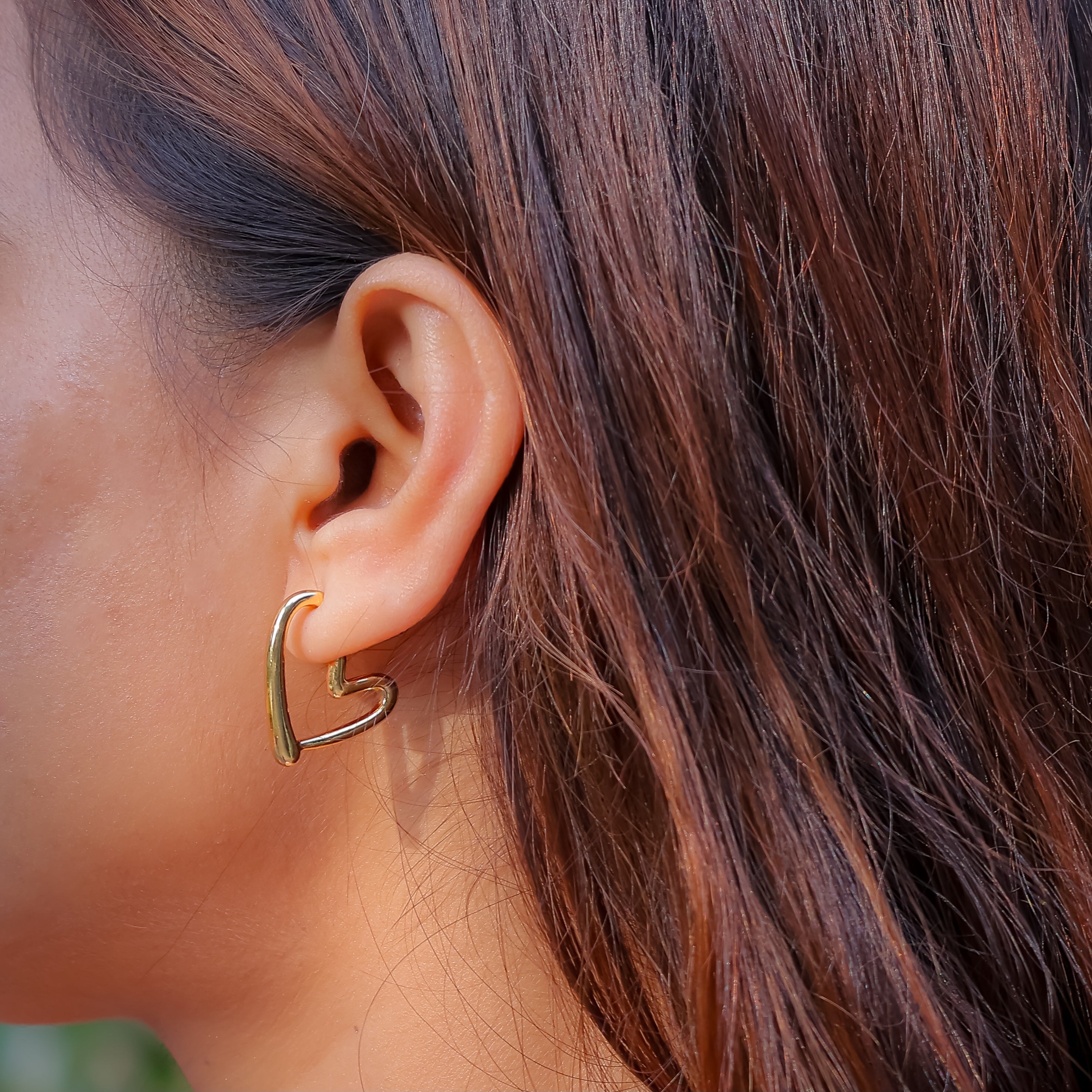 Golden Heart Silhouette Earhoop