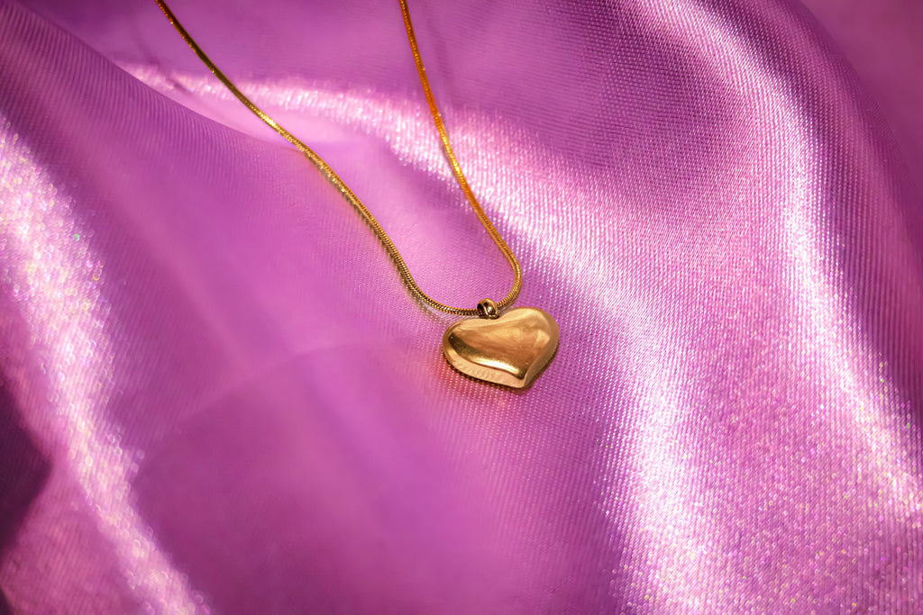 Golden Big Heart Pendant Necklace
