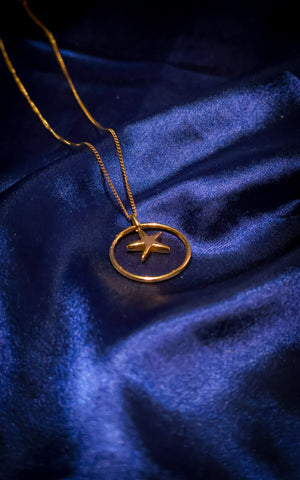 Golden Starfish Pendant Necklace