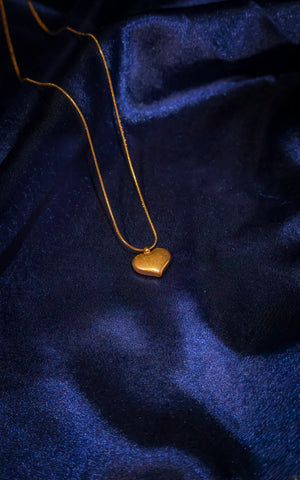 Golden Big Heart Pendant Necklace