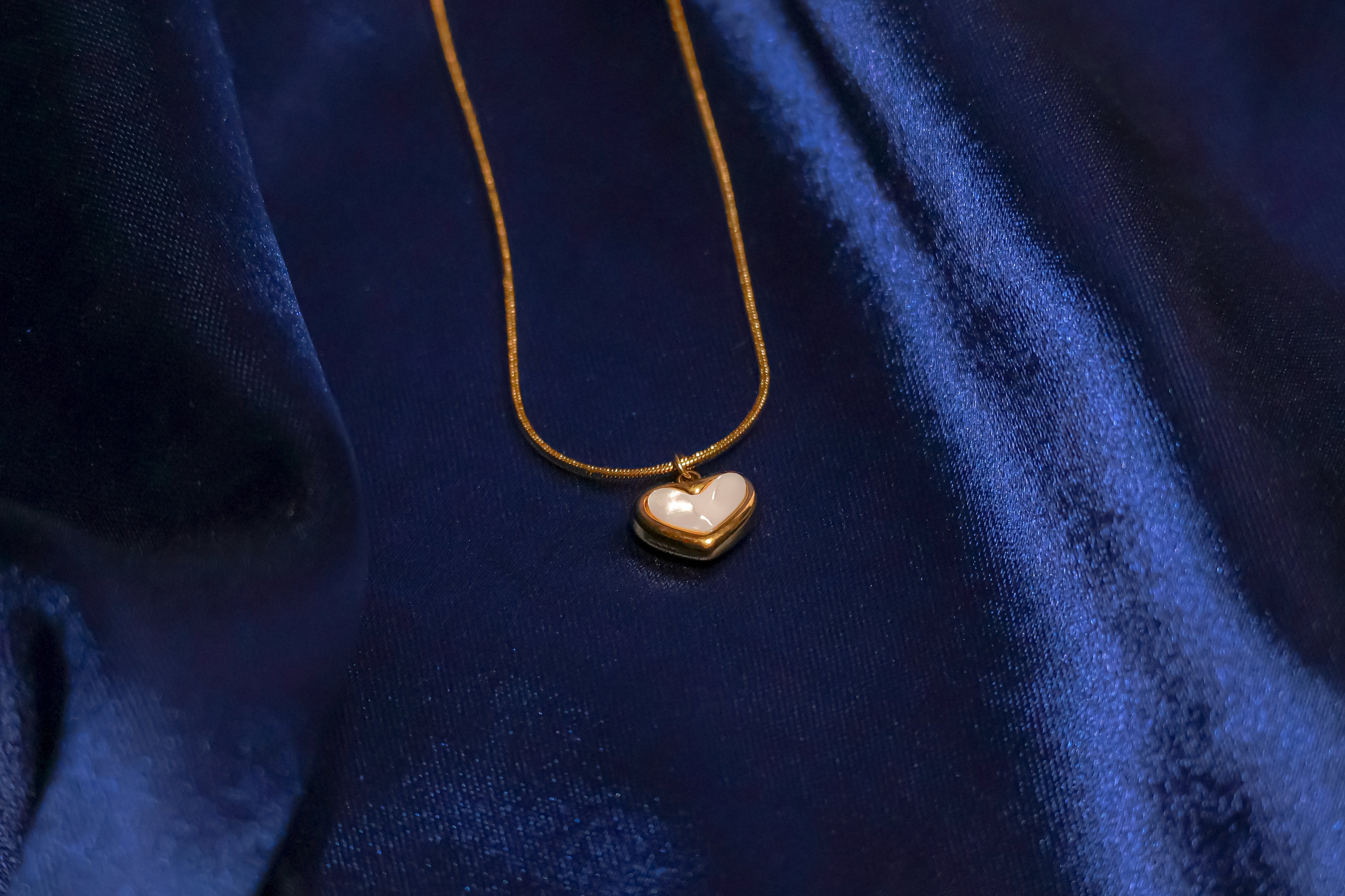 White Enamel Heart Pendant Necklace