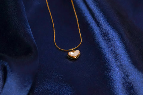 White Enamel Heart Pendant Necklace