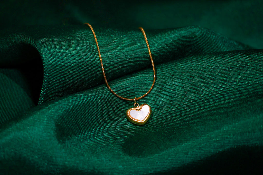 White Enamel Heart Pendant Necklace