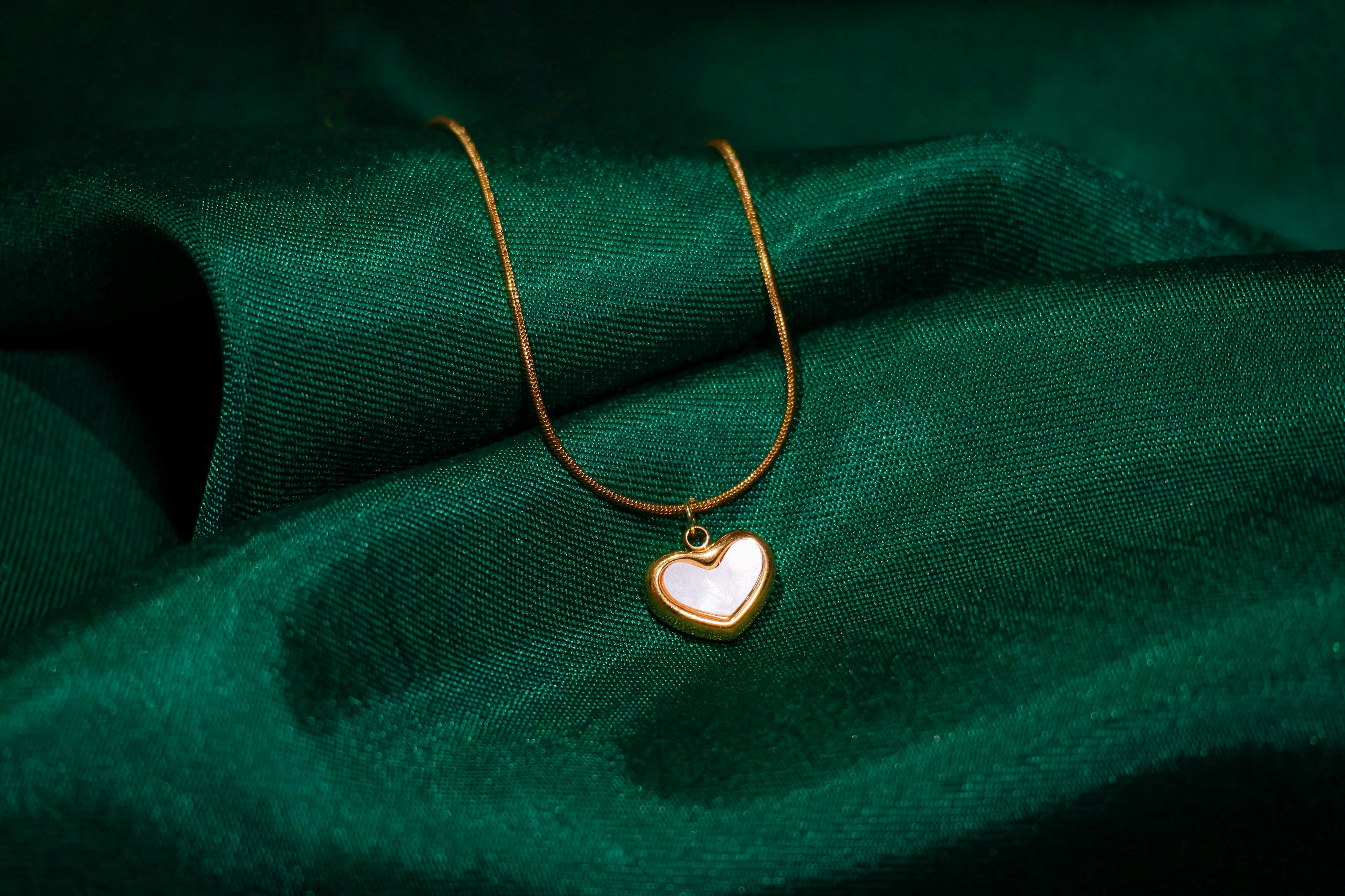 White Enamel Heart Pendant Necklace