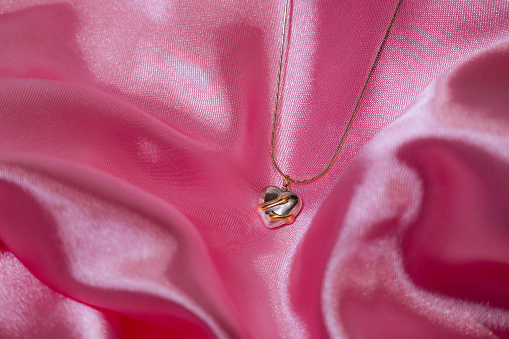 Dualtone Hugging Heart Pendant Necklace