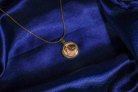 Mother of Pearl in Pink Enamel Pendant Necklace