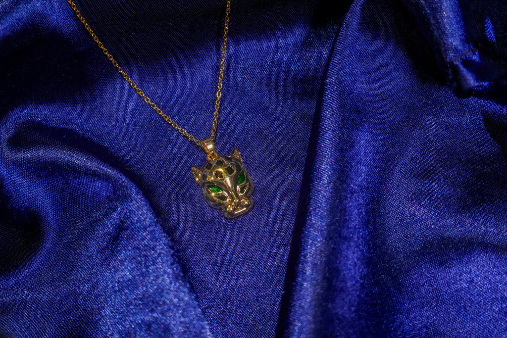 Green eyed Panther Pendat Necklace