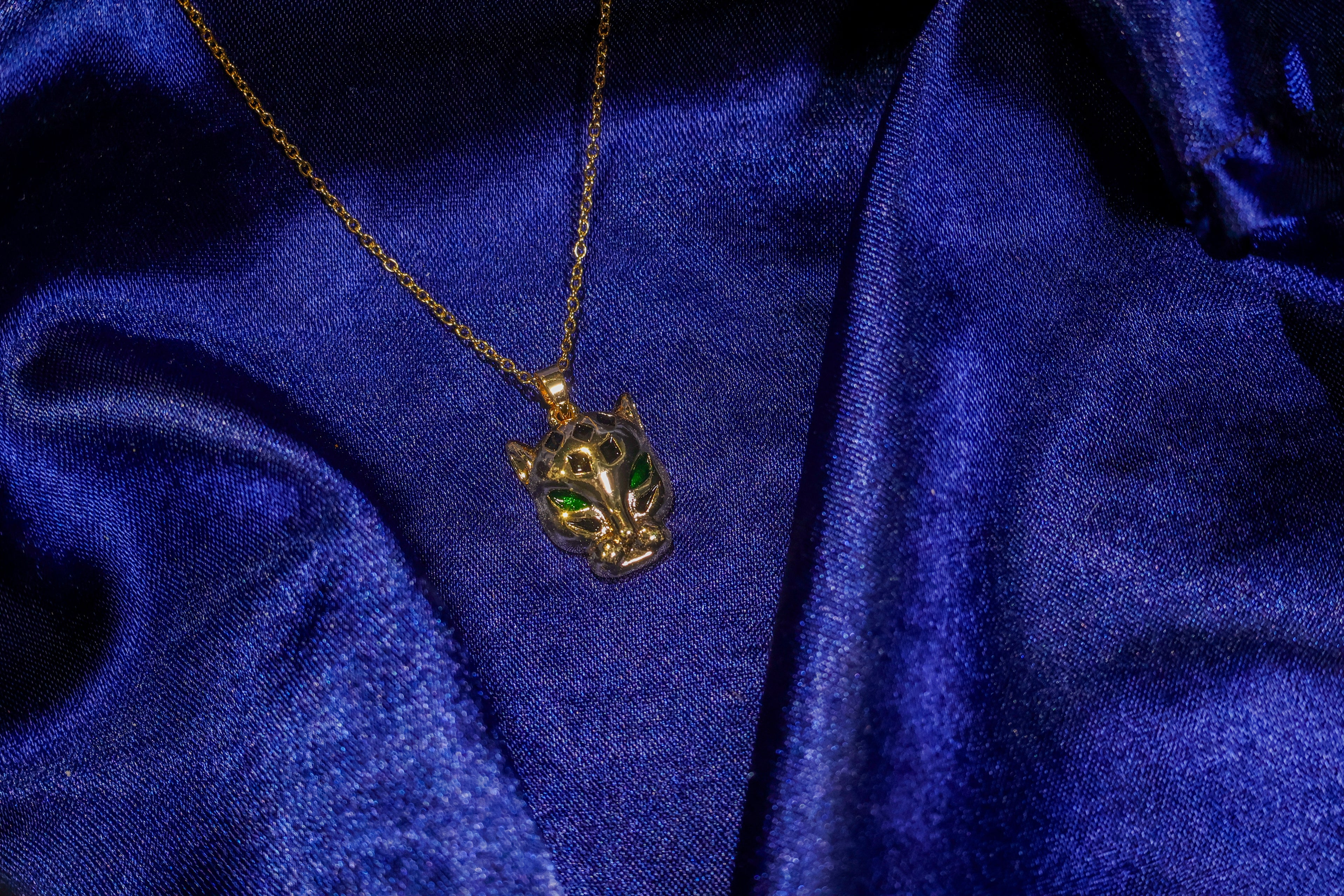 Green eyed Panther Pendat Necklace