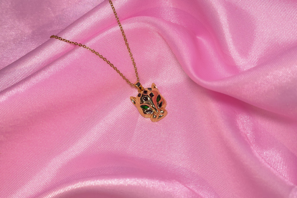 Green eyed Panther Pendat Necklace