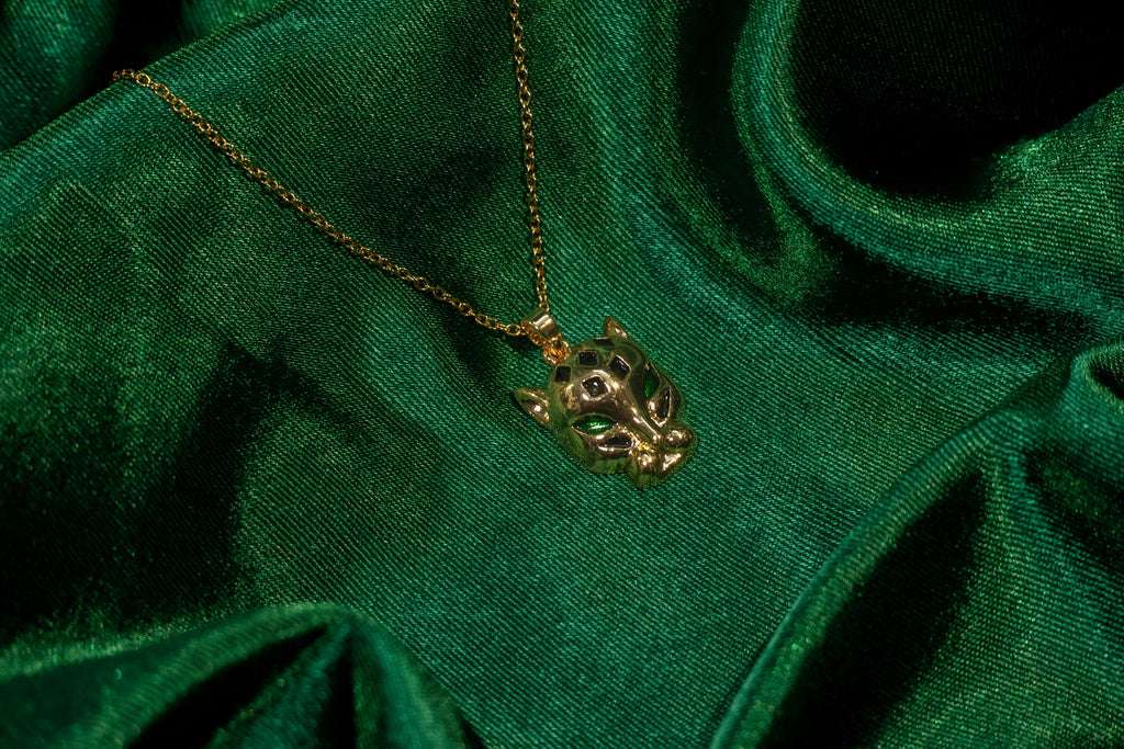Green eyed Panther Pendat Necklace
