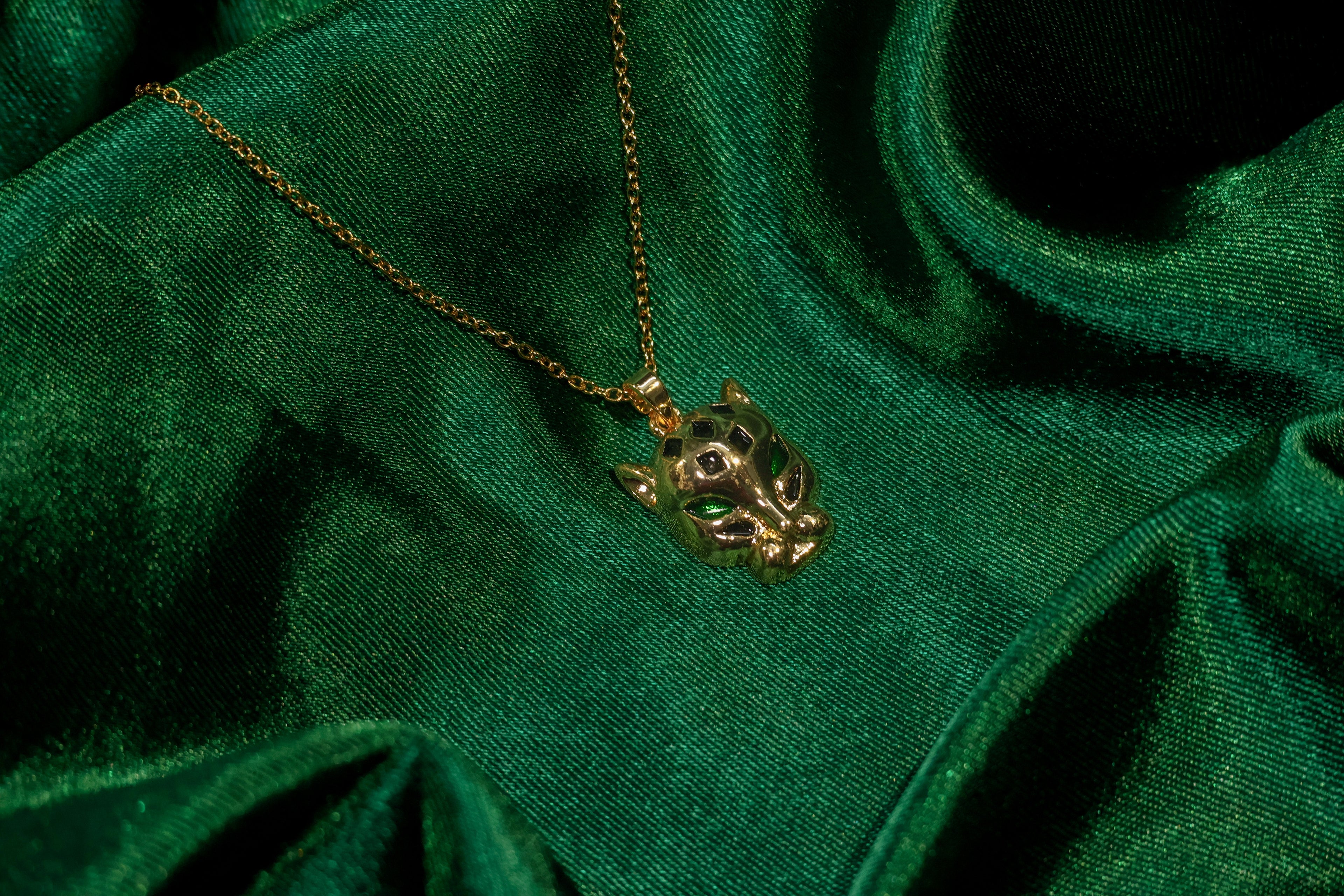 Green eyed Panther Pendat Necklace