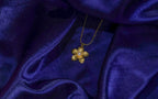 Golden Floral Pearl Pendant Necklace