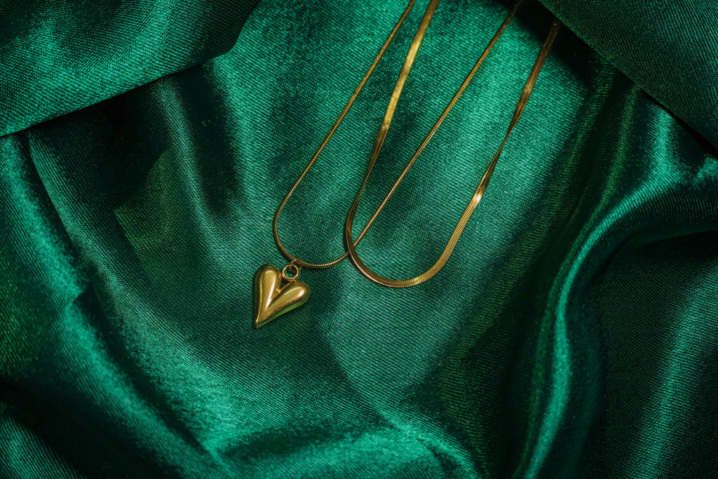 Double Chain Heart Pendant Necklace