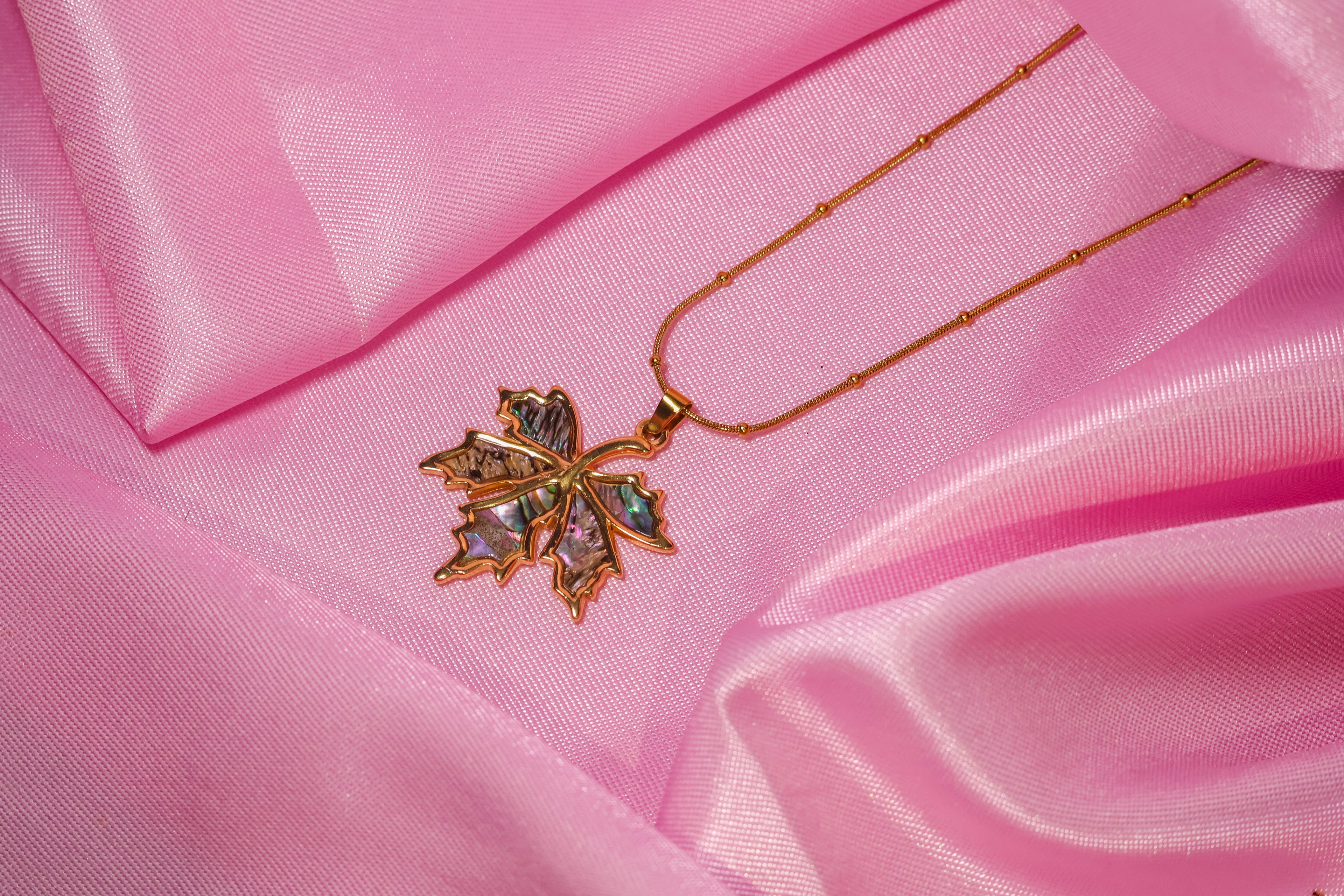 Colourful Resin Maple Pendant Necklace