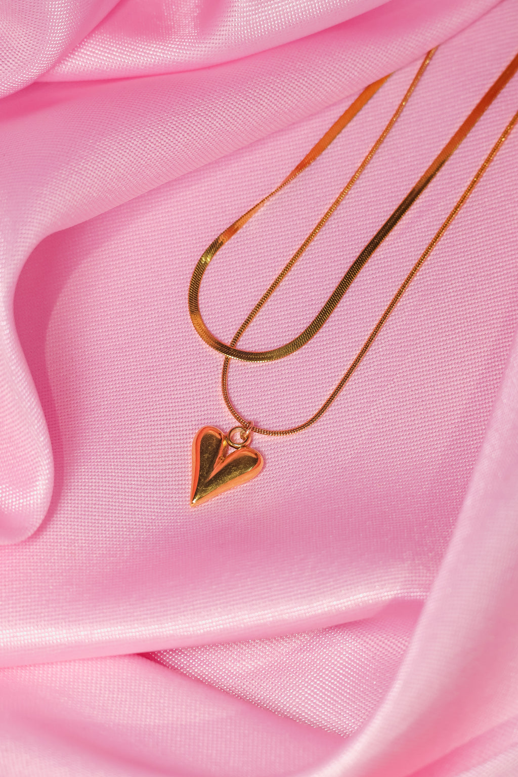 Double Chain Heart Pendant Necklace
