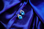 Teardrop Blue Topaz Enamel Earring