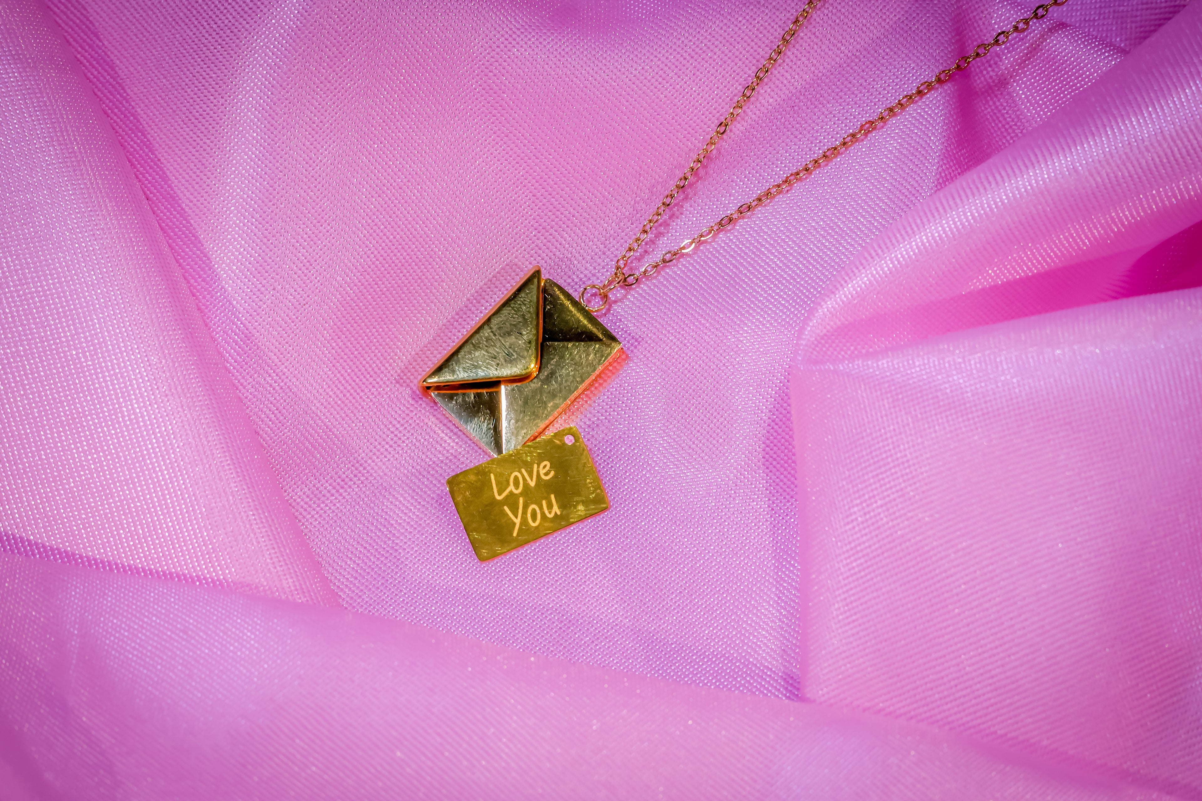 Golden Envelope (Love You) Pendant Necklace
