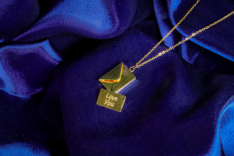 Golden Envelope (Love You) Pendant Necklace