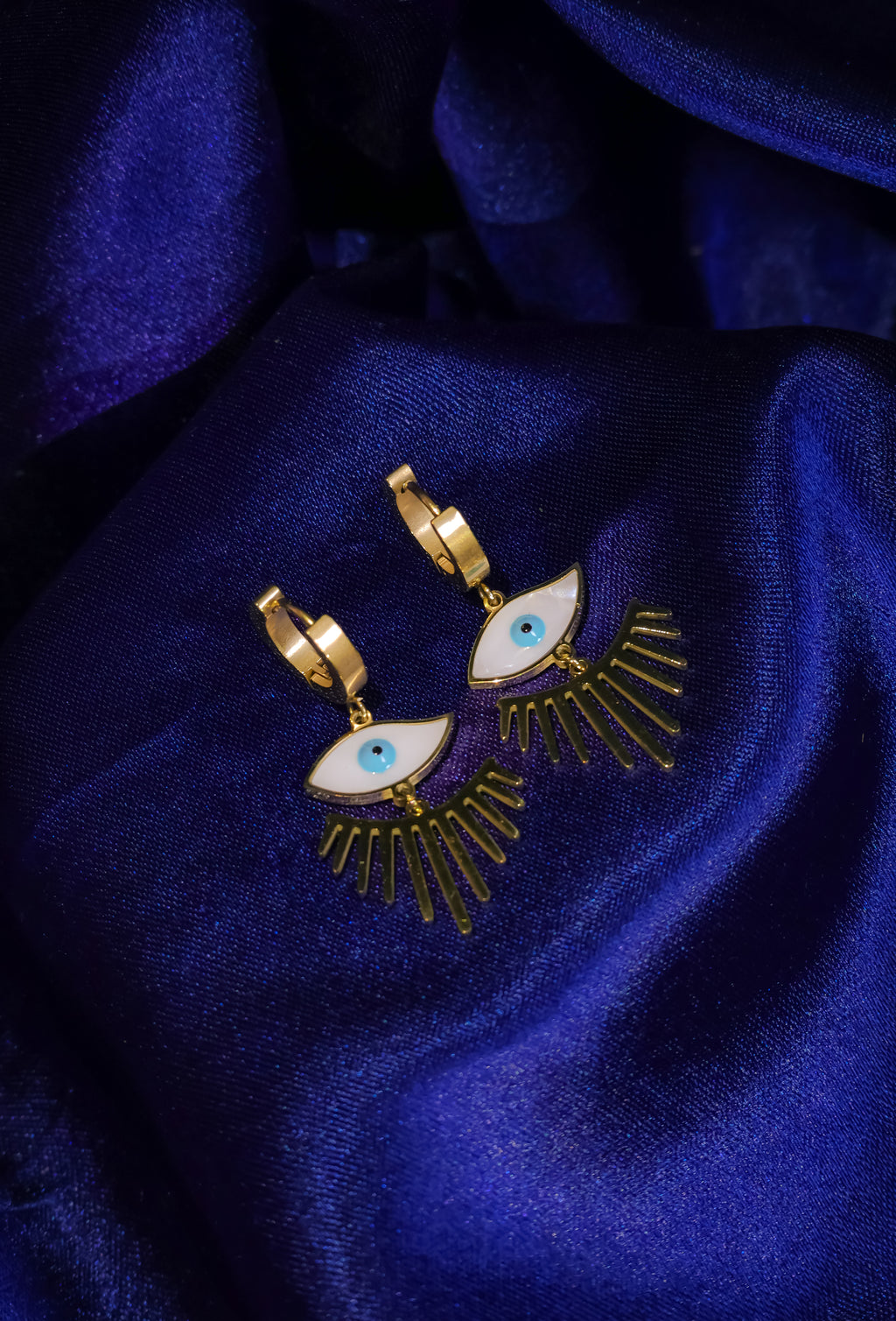 Golden Evil Eyes Shimmer Earring