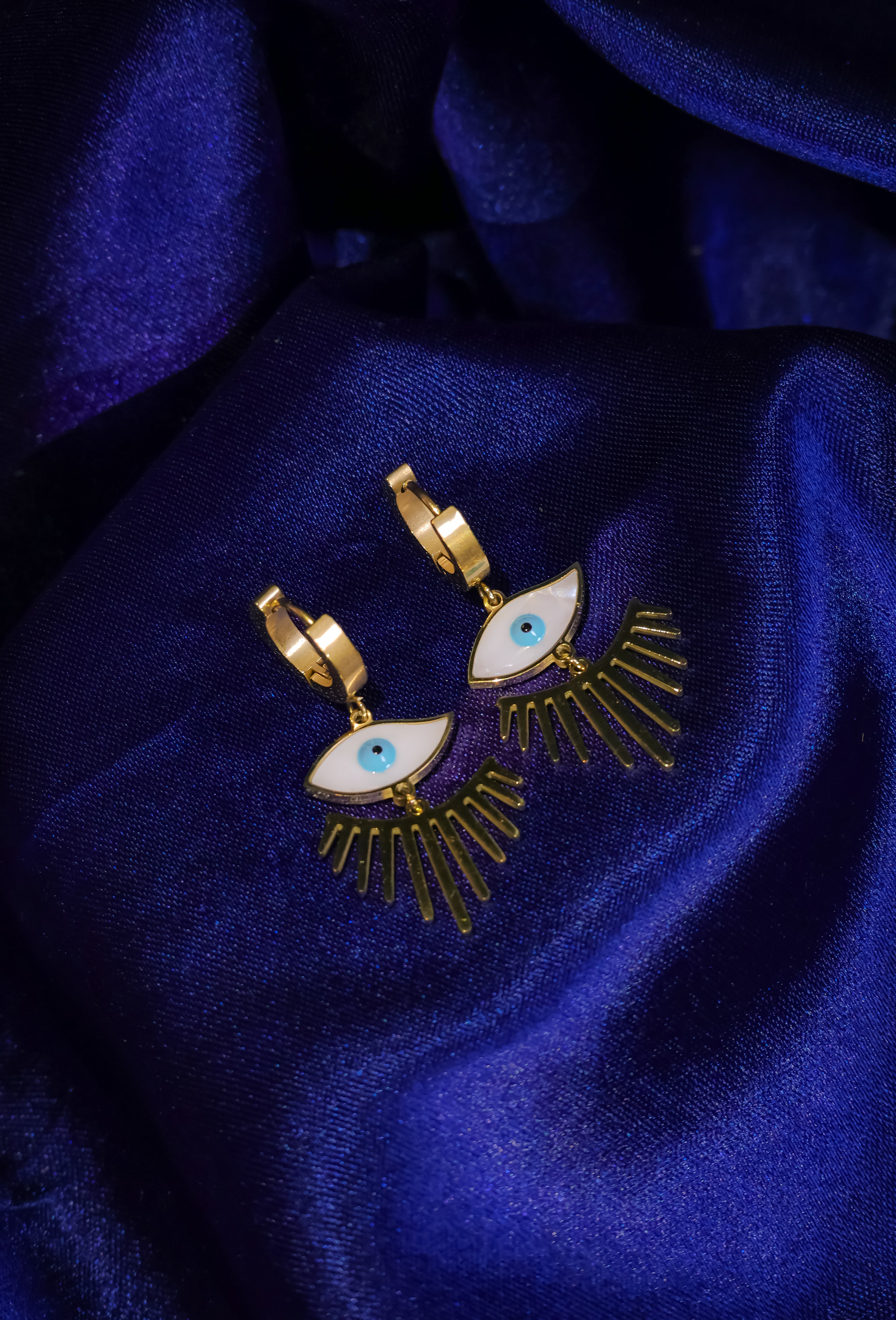 Golden Evil Eyes Shimmer Earring