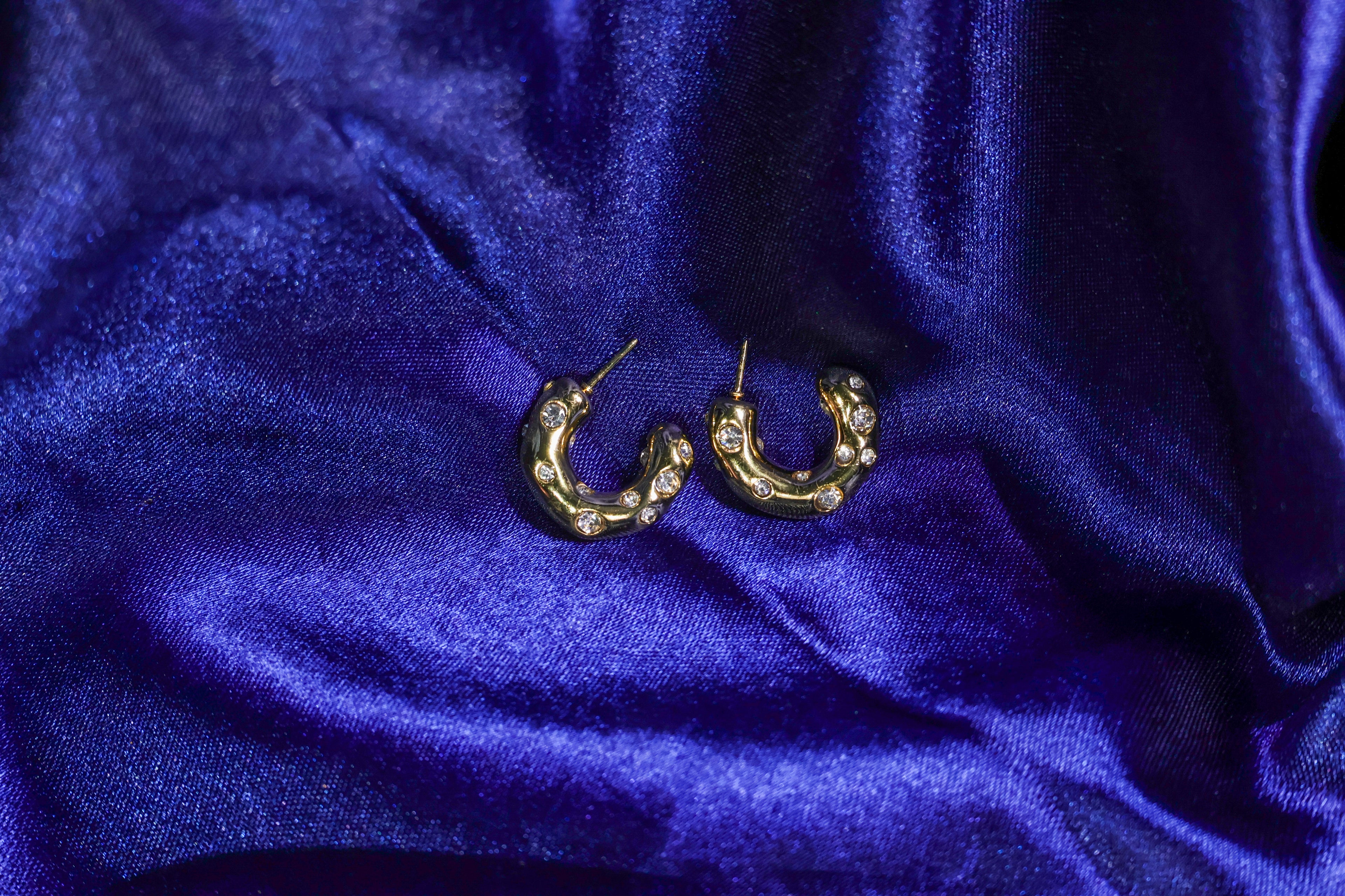 Golden Twinkling Crystal Earhoop