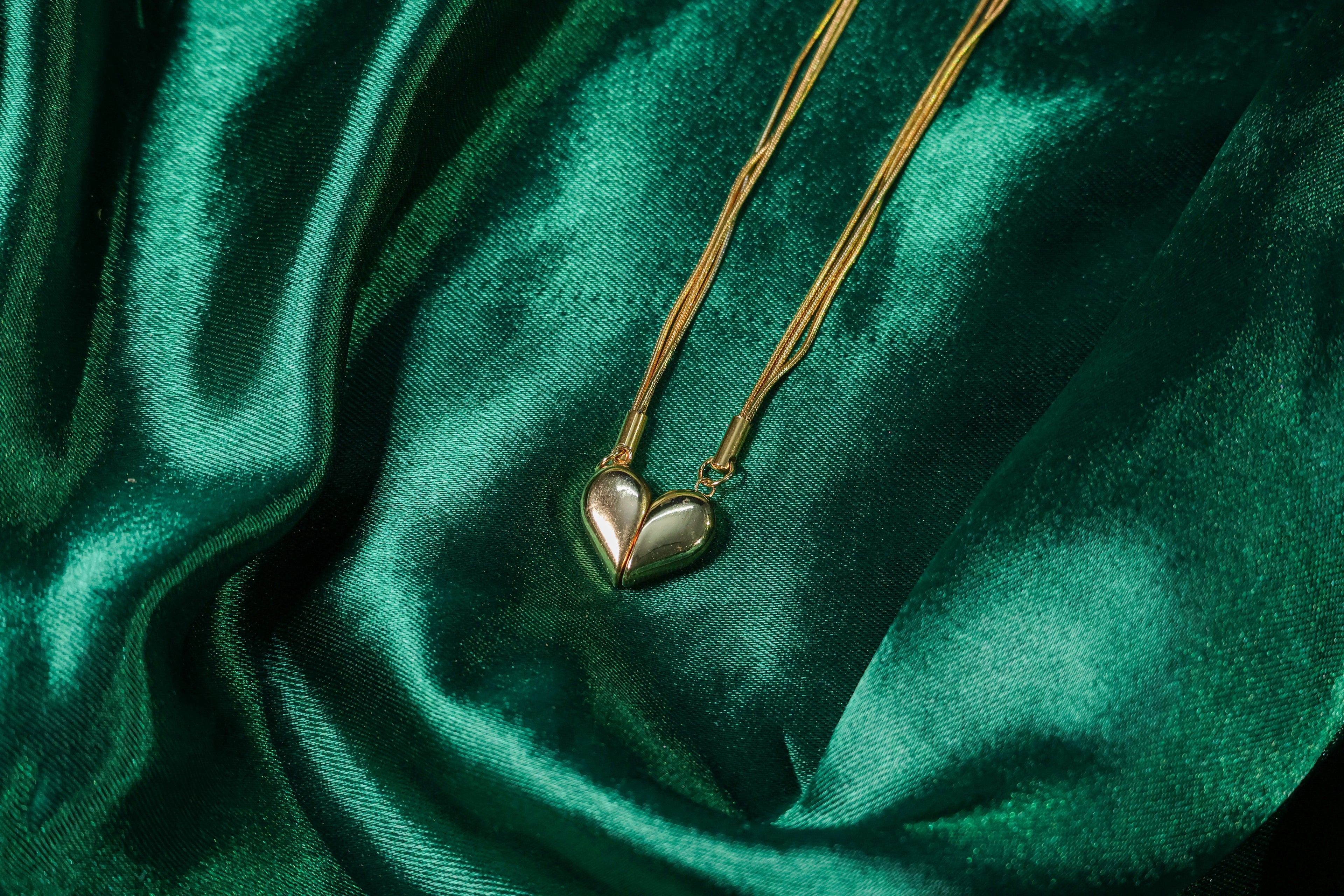 Golden Magnetic Heart Pendant Necklace