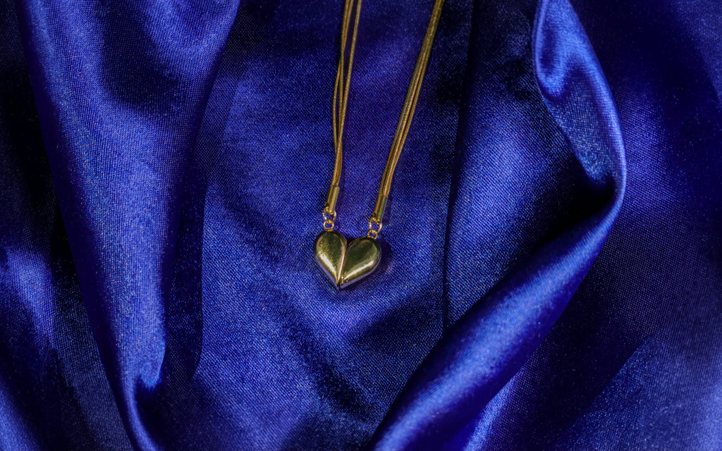 Golden Magnetic Heart Pendant Necklace