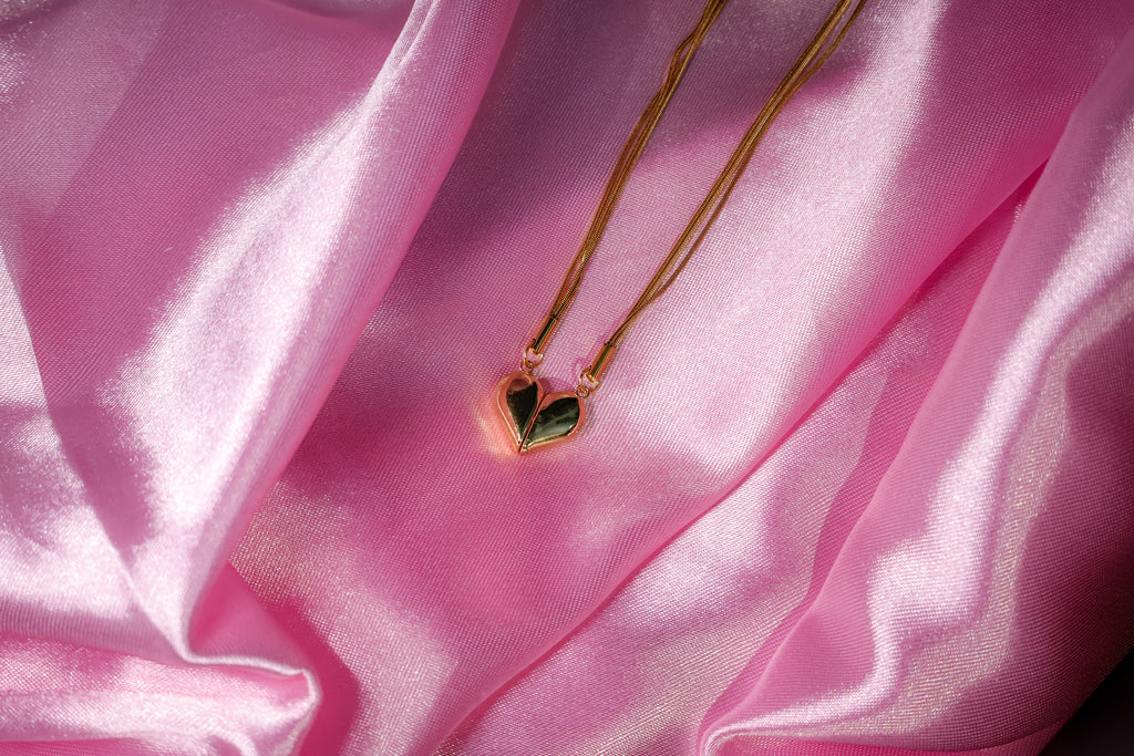 Golden Magnetic Heart Pendant Necklace