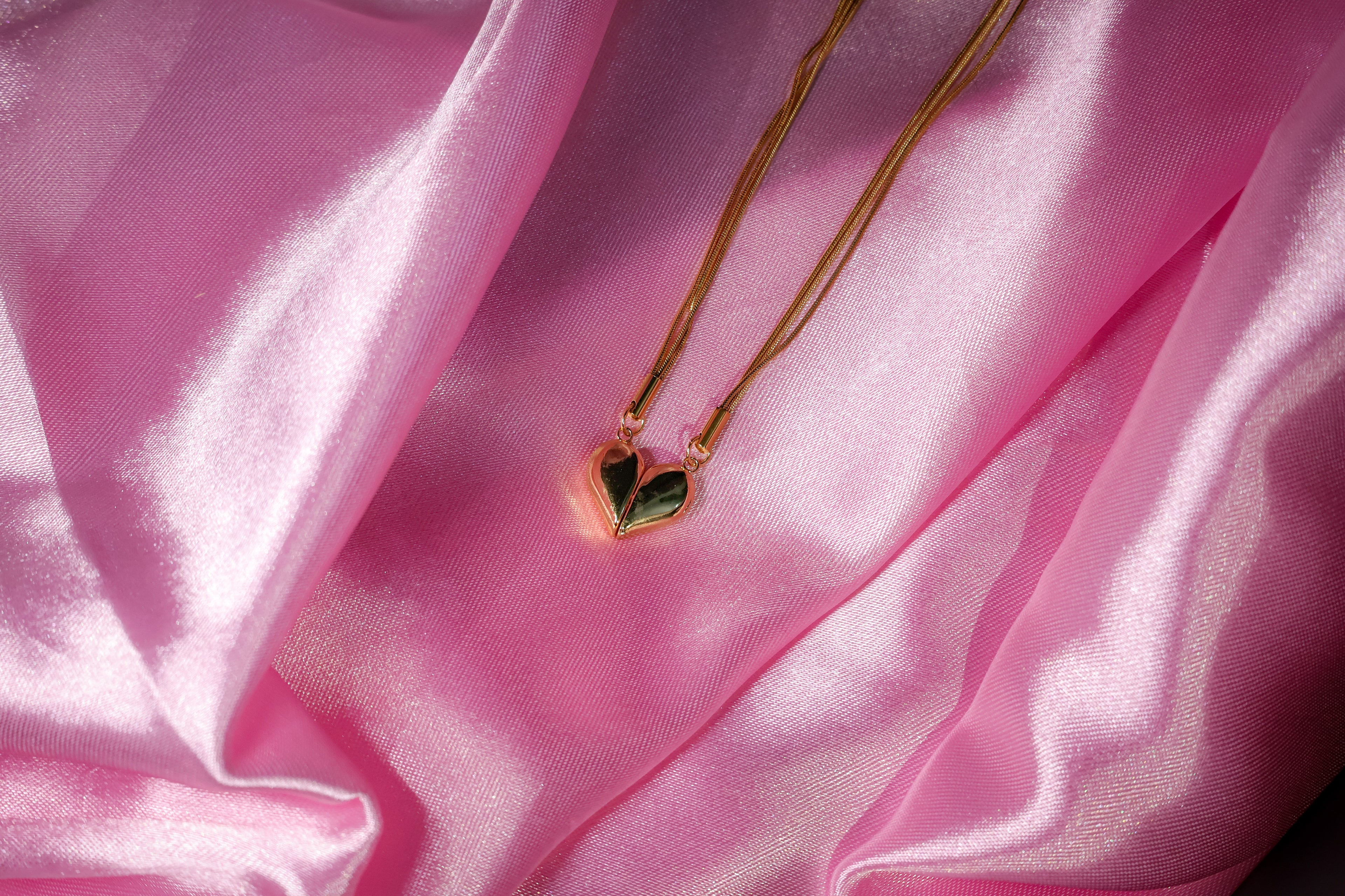 Golden Magnetic Heart Pendant Necklace