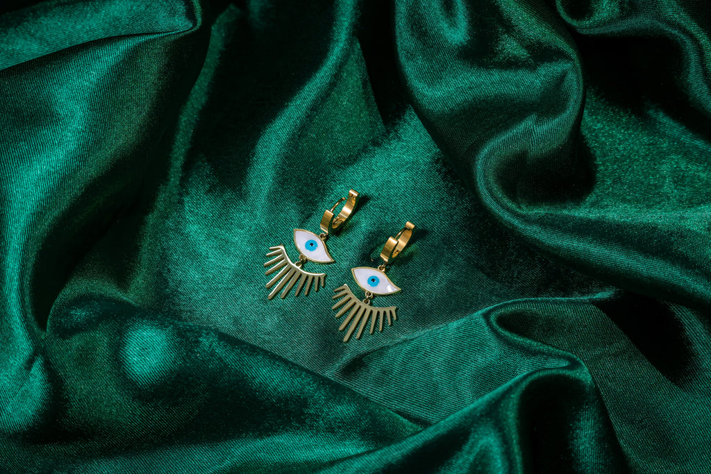 Golden Evil Eyes Shimmer Earring