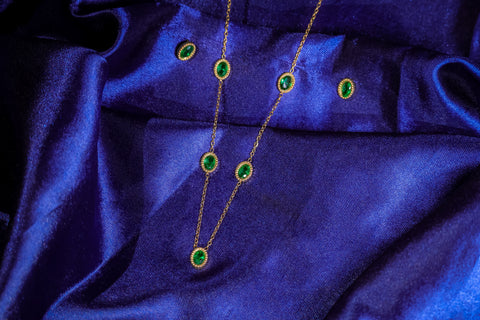 Green Emeral Charms Necklace Set