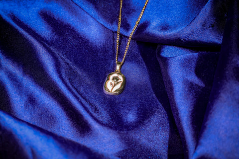 Golden Rose White Enamel Pendant Necklace