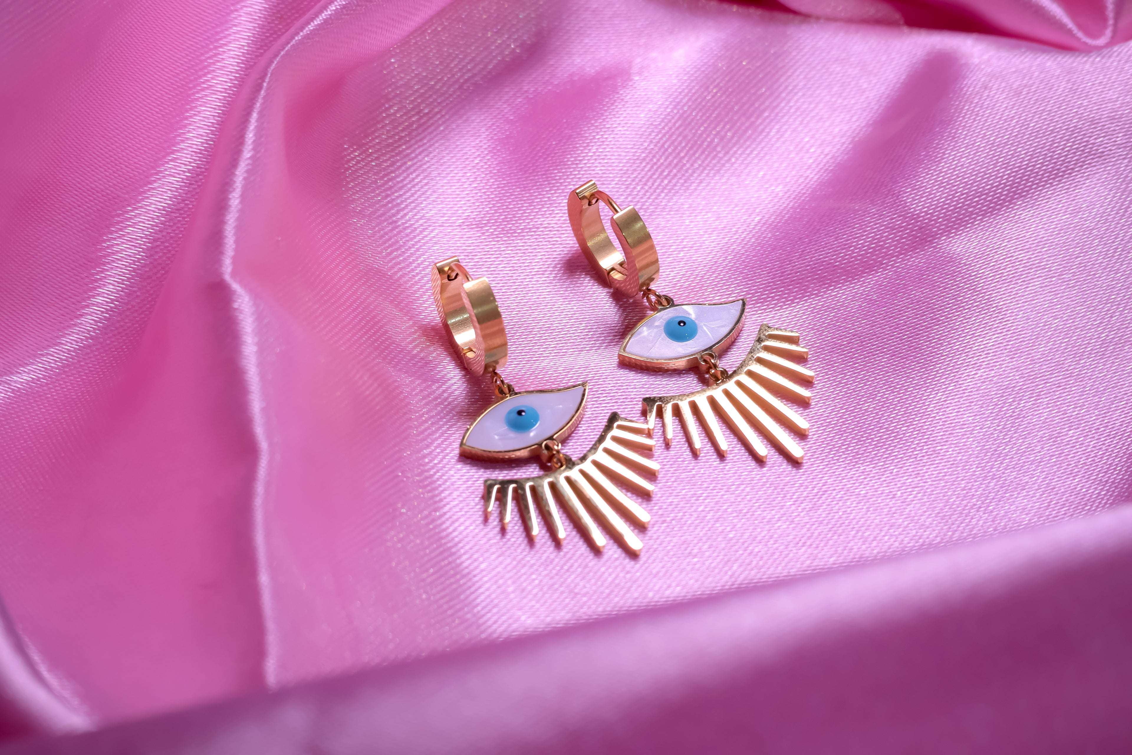 Golden Evil Eyes Shimmer Earring