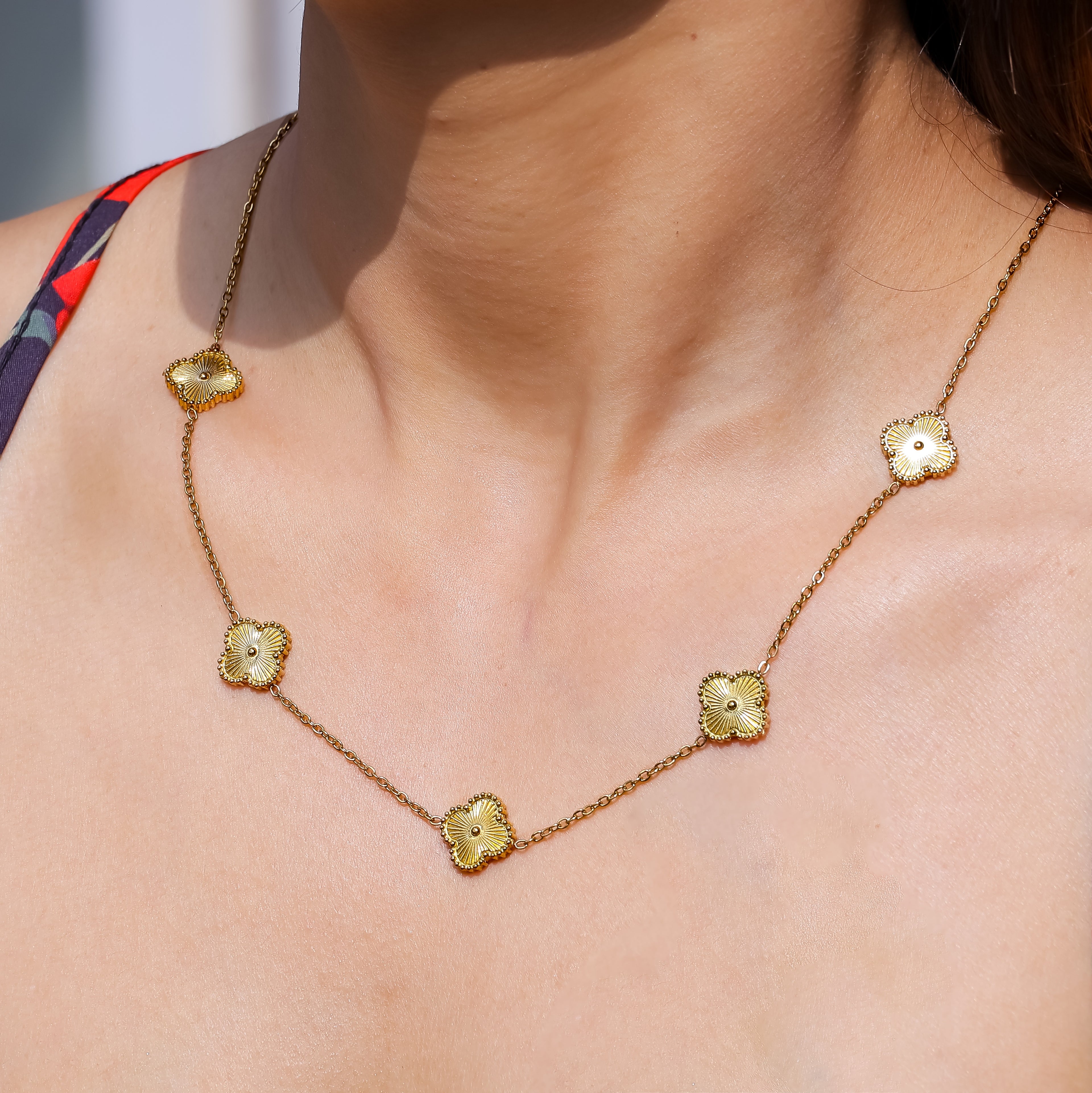 Golden VanCleef Flower Charms Necklace