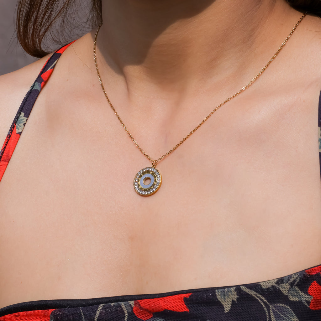 Roman Time Stones Pendant Necklace