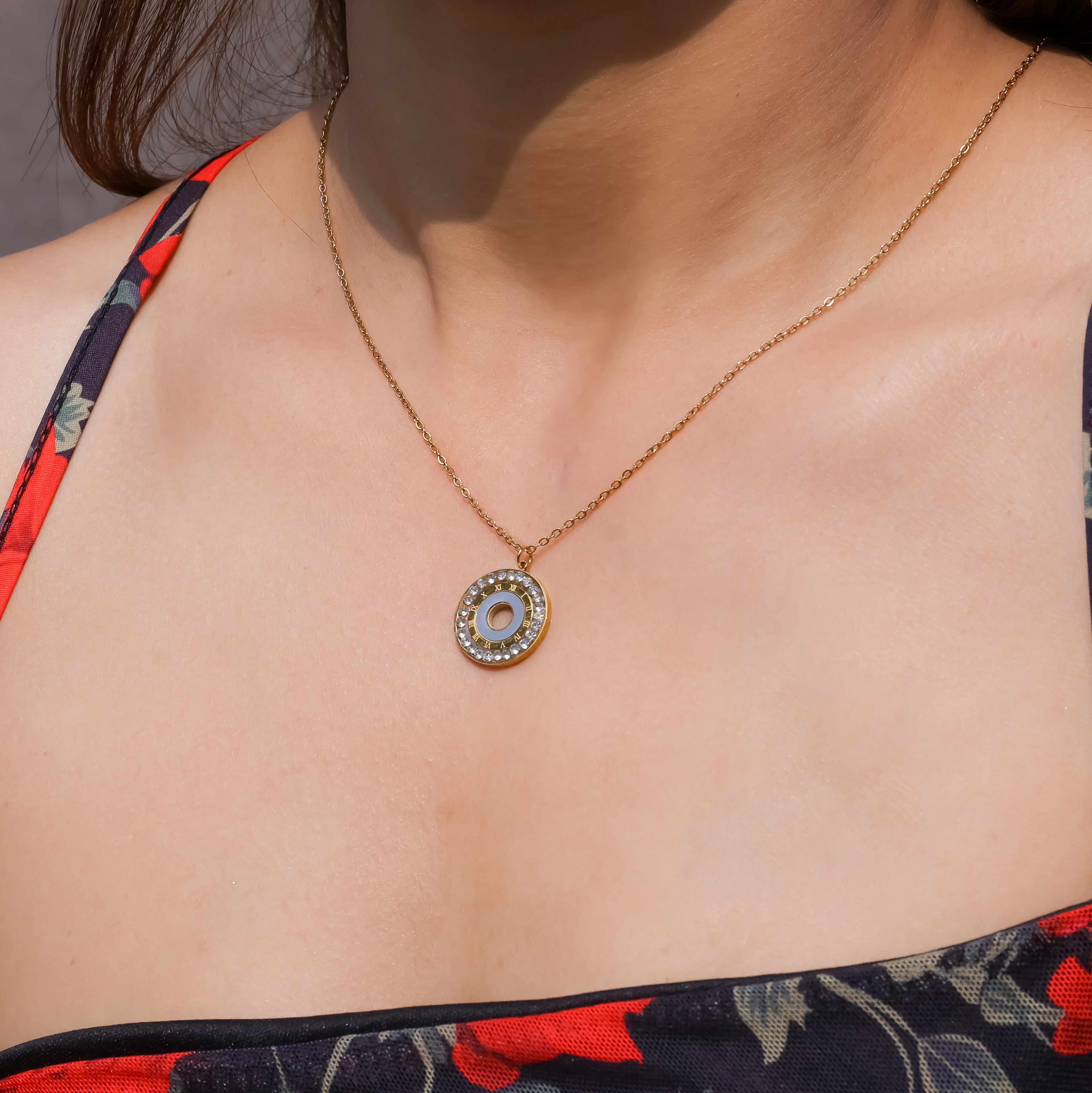 Roman Time Stones Pendant Necklace