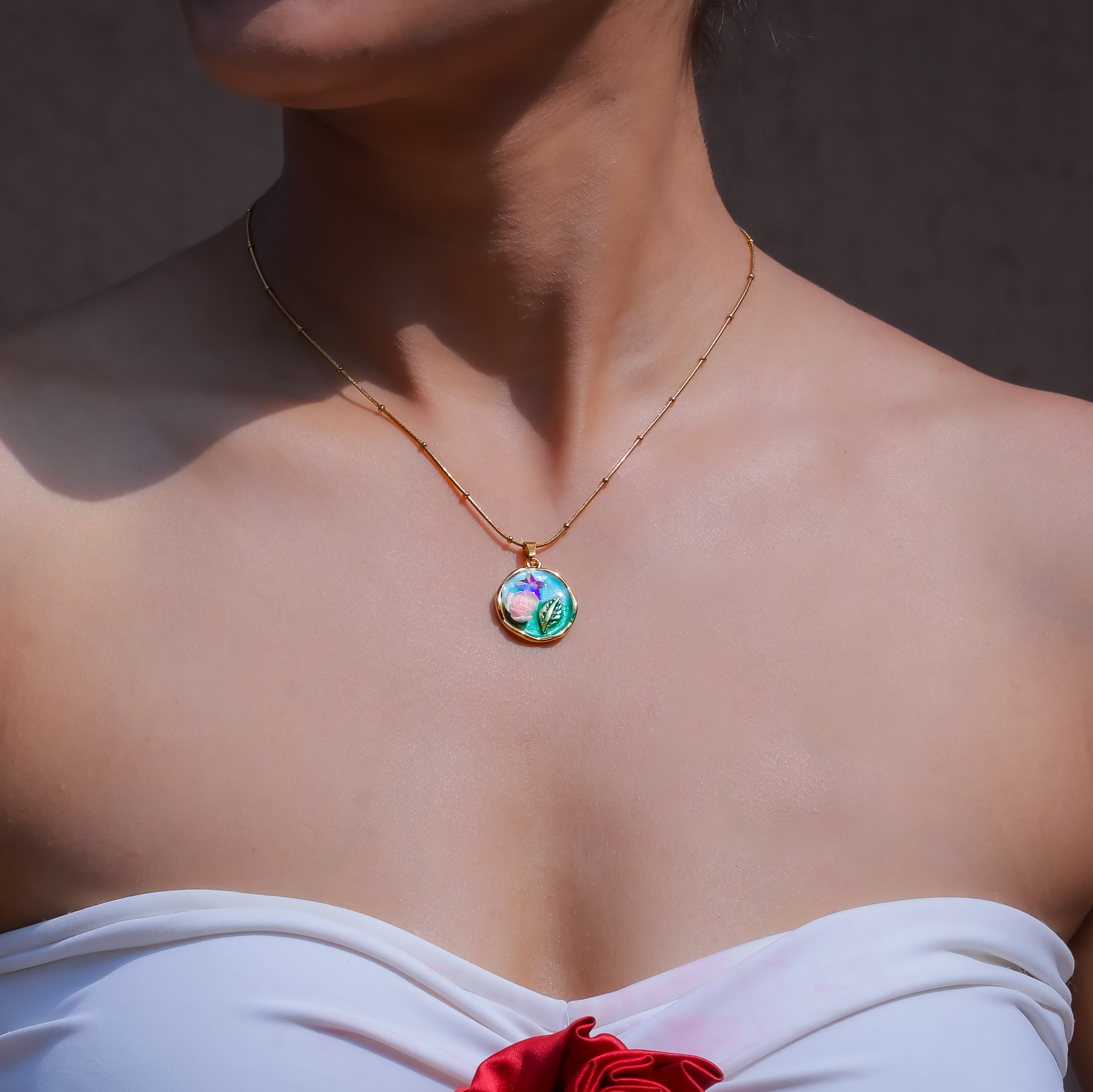Scenic Splendour Enamel Pendant Necklace